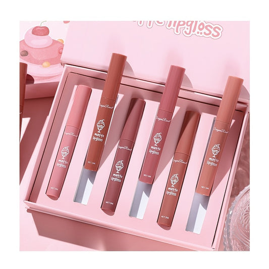 6 Pcs Nude Lip Glaze & Lipstick Set