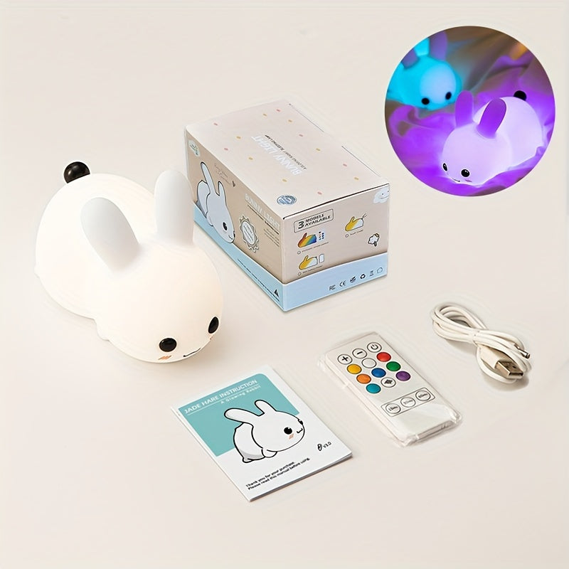 USB Charging Colorful Silicone Rabbit Night Light
