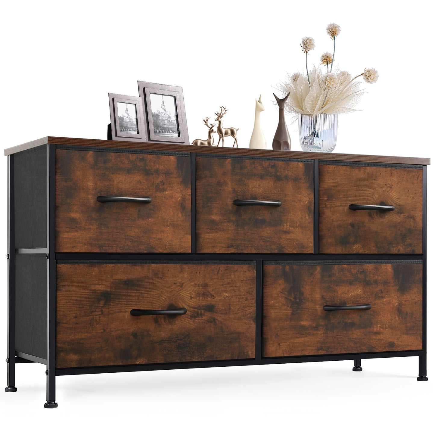 5-Drawer Fabric Dresser & Closet Storage Tower