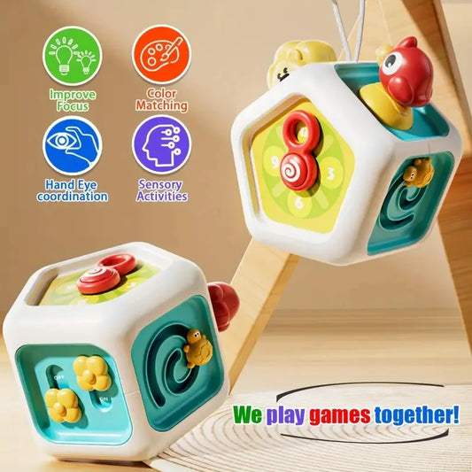 Montessori Busy Board Cube Sensory Activity Toy