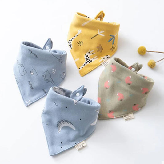 Newborn Triangle Bibs: Cotton Saliva & Burp Cloths (4 Pcs)