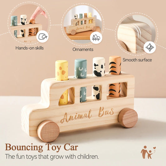 Wooden Push & Bouncing Toy Set