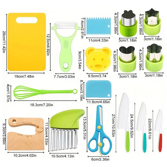 Kids Safety Cooking Cutter Set - Plastic Knives & Peeler Tools