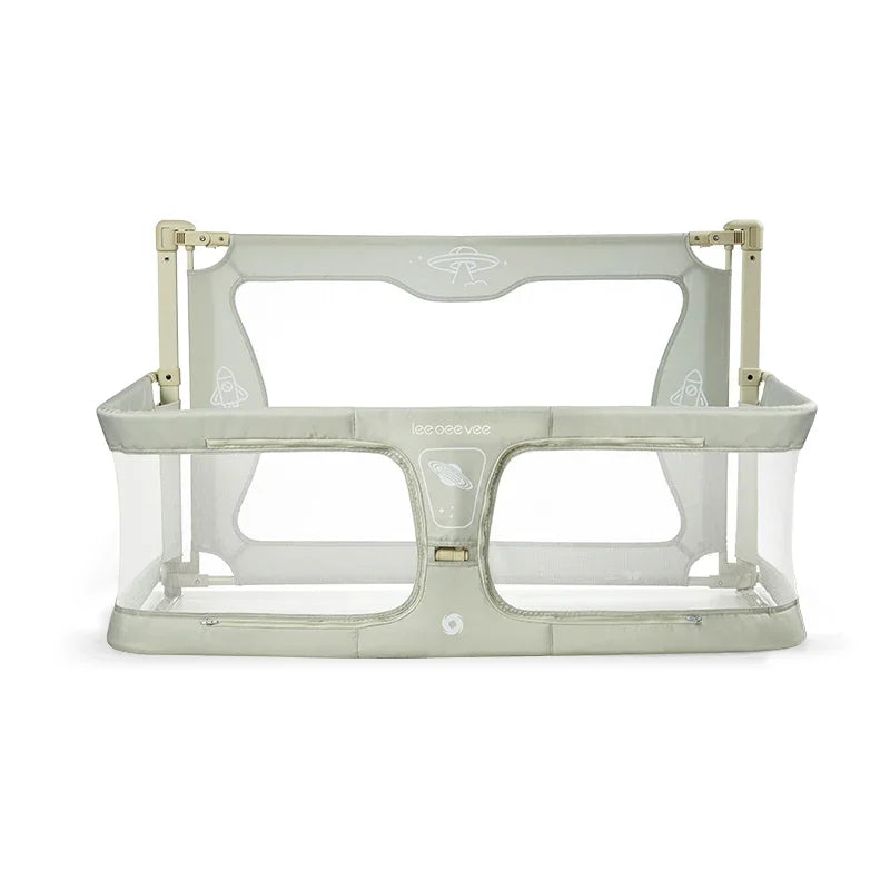 Portable Foldable Baby Crib Safety Rails Anti-Drop Design for Newborns Lightweight Bedside Sleeper with Breathable Mesh Easy Ass