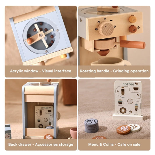 Wooden Coffee Machine Pretend Play Toy