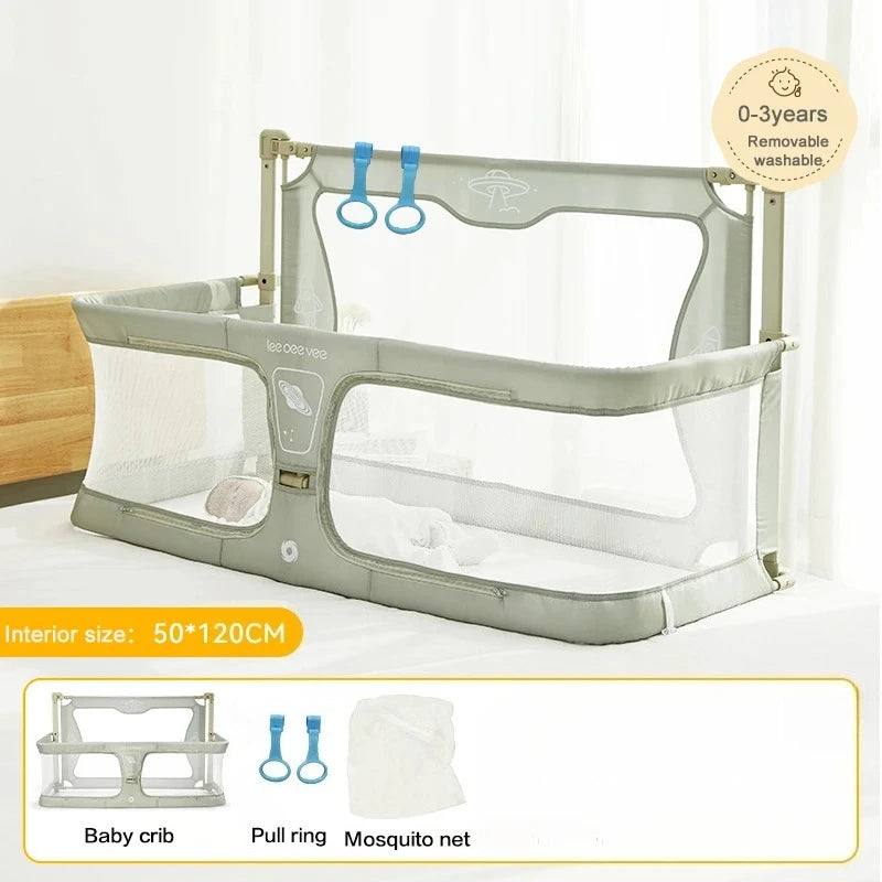 Portable Foldable Baby Crib Safety Rails Anti-Drop Design for Newborns Lightweight Bedside Sleeper with Breathable Mesh Easy Ass