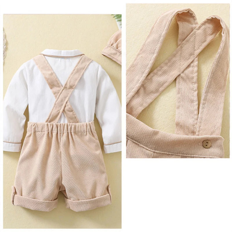 Toddler Boy Suspender Pants & White Shirt Set