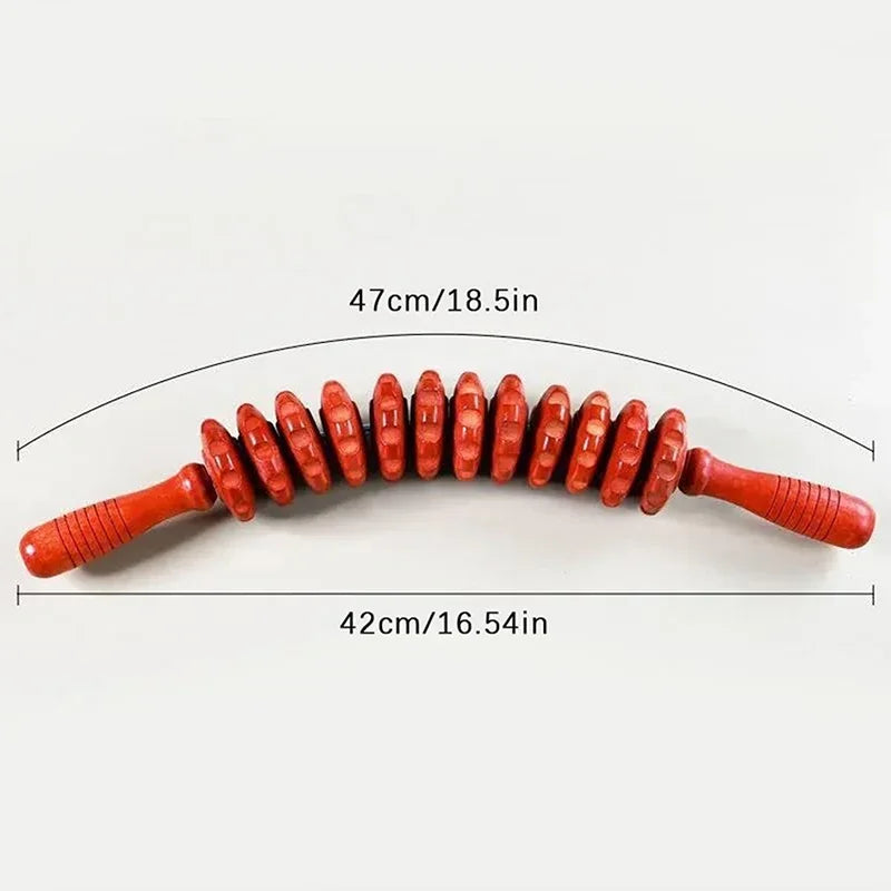 Wooden Grooved Fascia Roller for Deep Tissue Body Massage