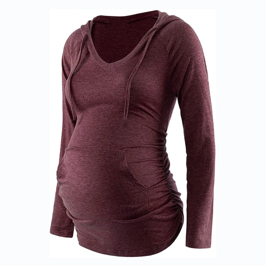 Women's Long Sleeve V-neck Pregnant Nursing Sweatshirt