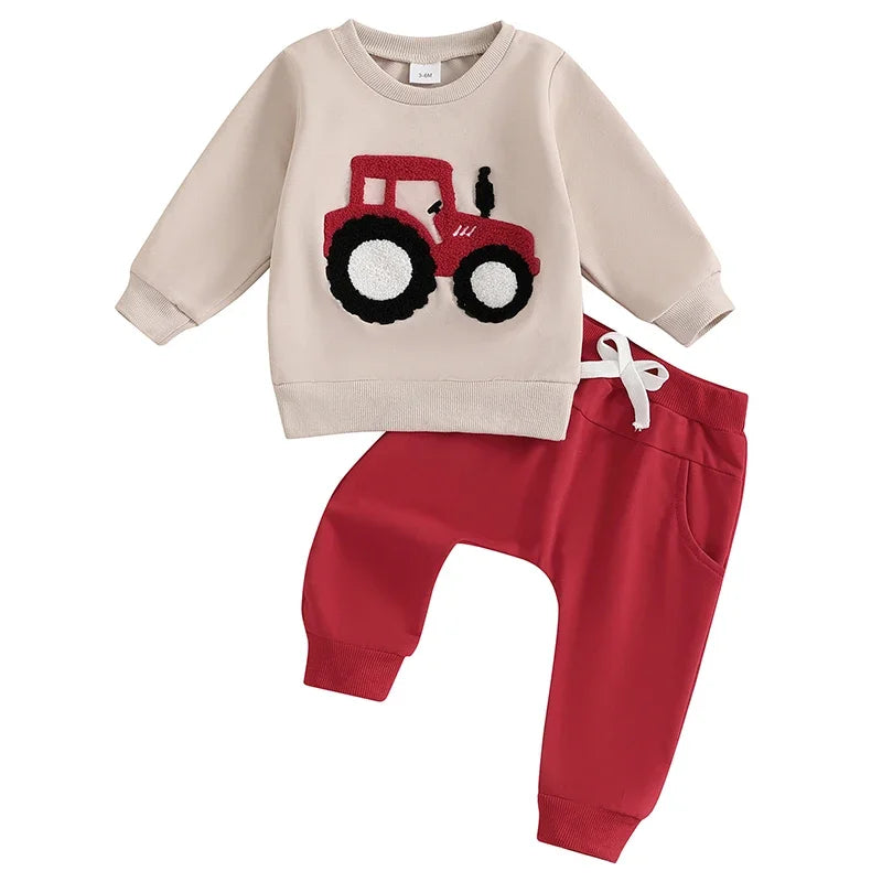 2pc Tractor Sweatshirt & Pants Set for Baby Boy (0-3 Years)