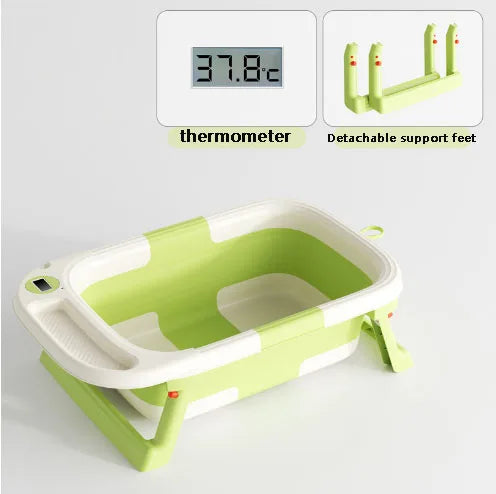 Travel-Ready Folding Baby Tub with Built-in Soft Support