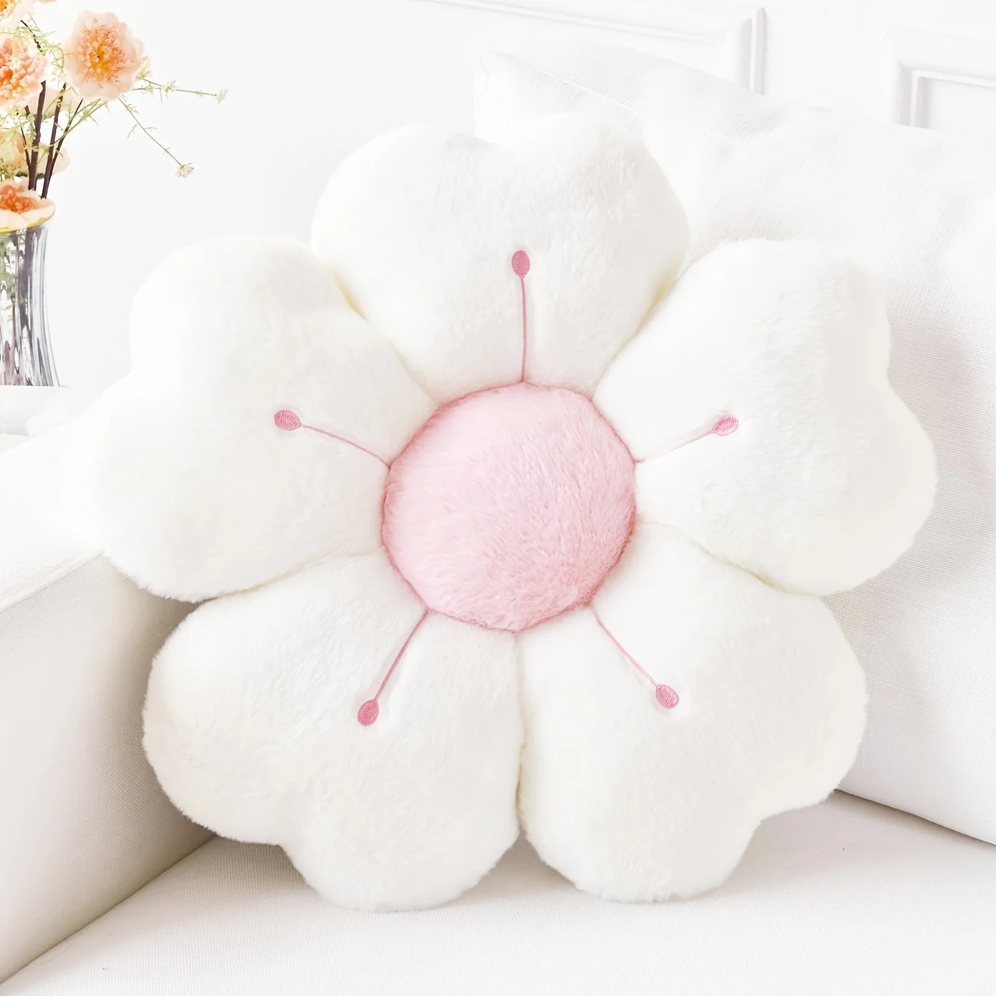 Plush Daisy Flower Pillow – Cute Cozy Cushion for Bed & Sofa