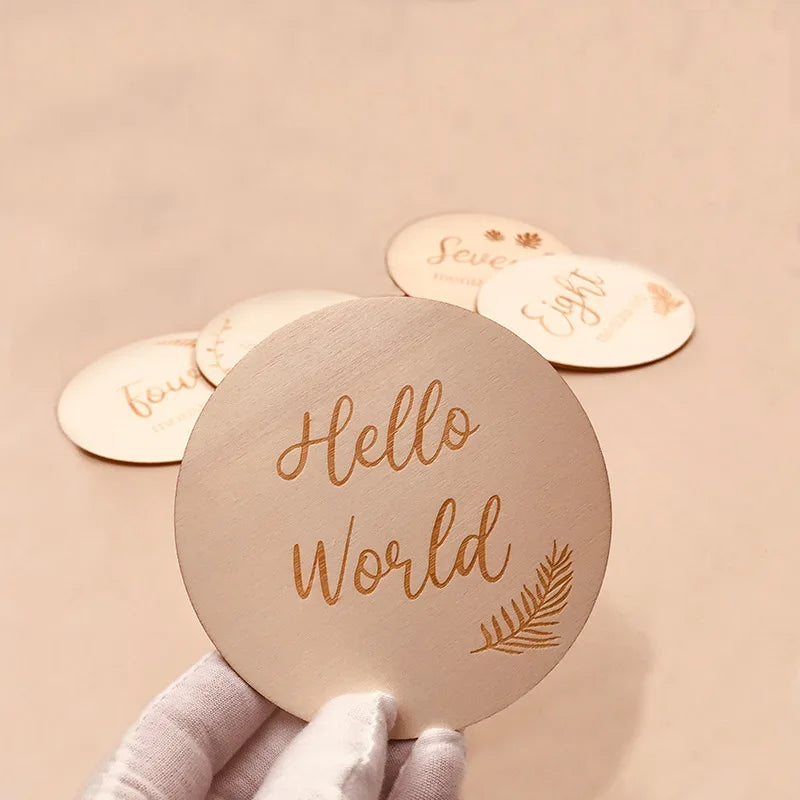 Newborn Photography Props Baby Birth Accessories for New Born Photo Handmade Wooden Baby Milestone Cards1-12 Month Baby Stuff