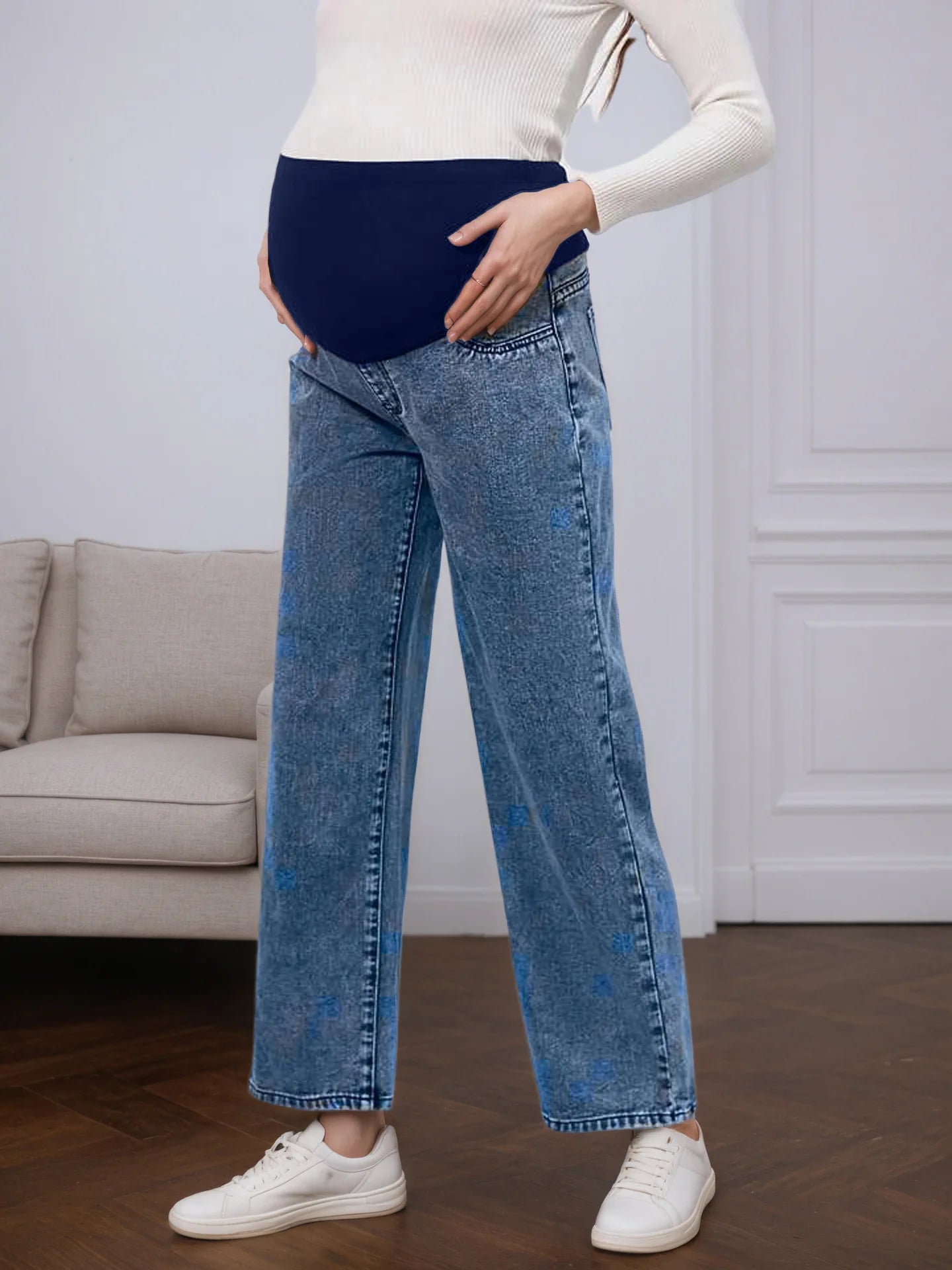 Slimming Belly-Support Maternity Denim Pants