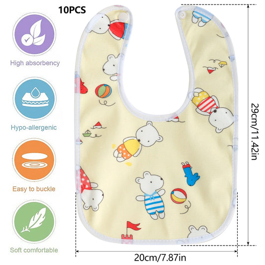 10-Pack Cotton Baby Bibs | Soft & Breathable Teething Set for Unisex