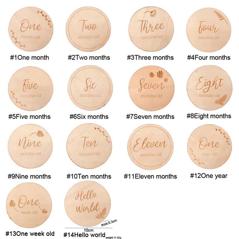 Newborn Photography Props Baby Birth Accessories for New Born Photo Handmade Wooden Baby Milestone Cards1-12 Month Baby Stuff