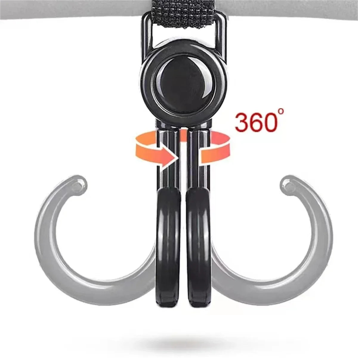 2pcs Baby Stroller Hook Rotatable Two Hooks Multifunctional Portable Plastic Hook Shopping Prop Strollers Accessories