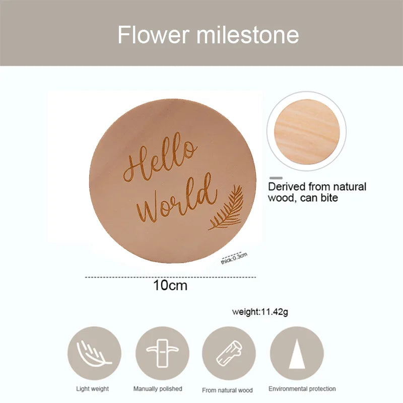 Newborn Photography Props Baby Birth Accessories for New Born Photo Handmade Wooden Baby Milestone Cards1-12 Month Baby Stuff