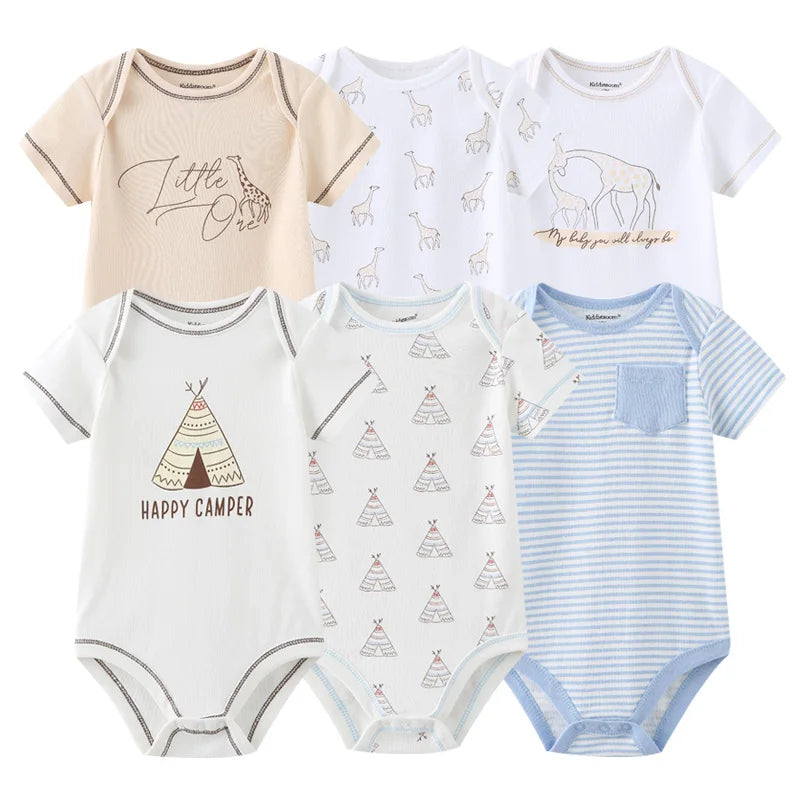Cute Cartoon & Solid Color Bodysuits for Baby Boys & Girls