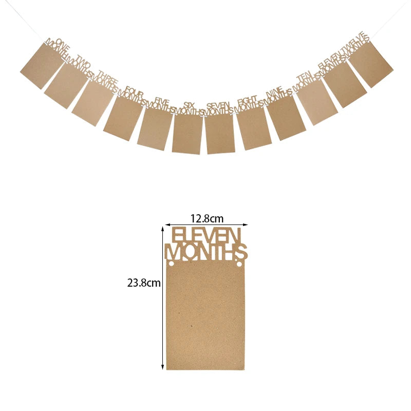 1st Birthday Baby Photo Banner – 12 Month Garland