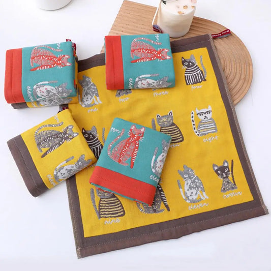 Cartoon Square Gauze Handkerchief for Baby Feeding