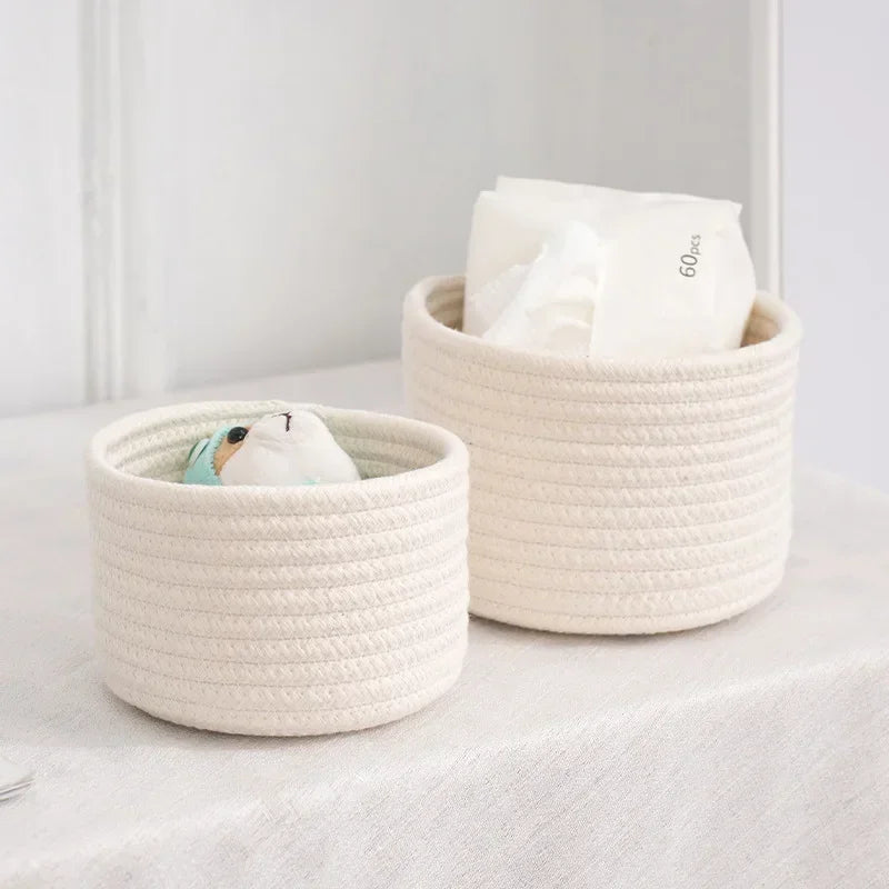 Handmade Cotton Rope Woven Storage Basket