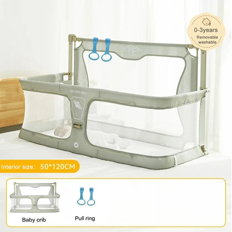Portable Foldable Baby Crib Safety Rails Anti-Drop Design for Newborns Lightweight Bedside Sleeper with Breathable Mesh Easy Ass