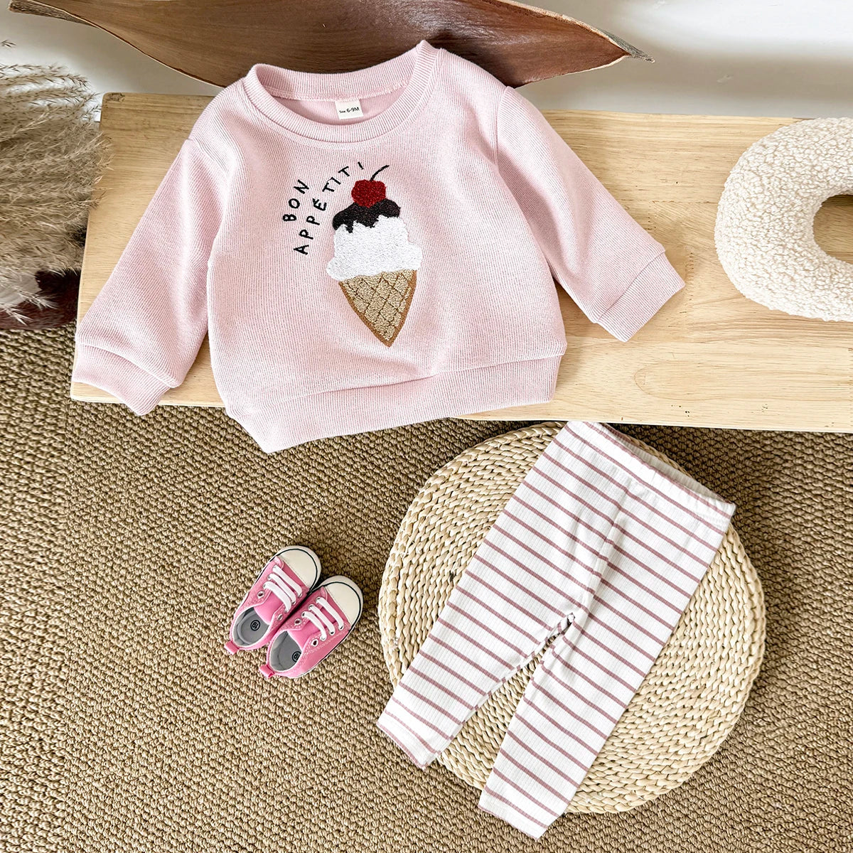 2-Piece Toddler Girls’ Pink Sweatsuit | Long Sleeve Autumn Set