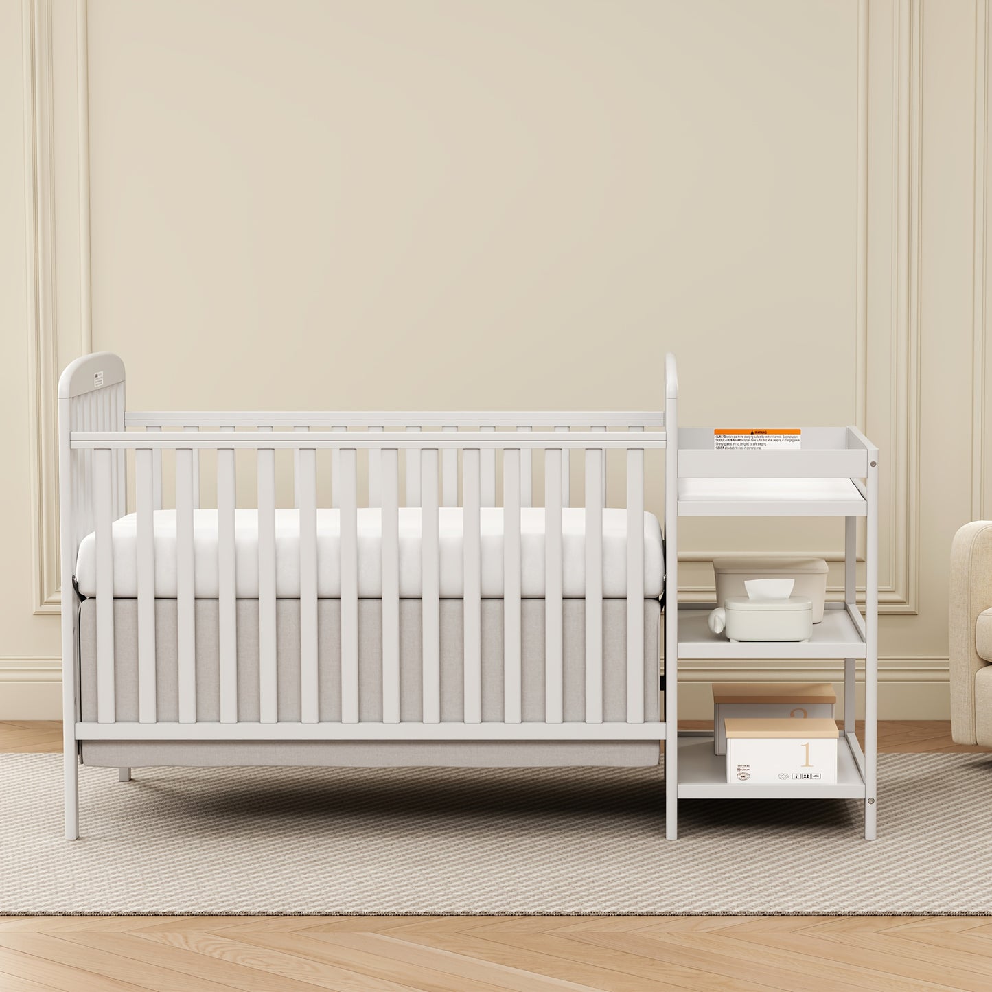 3-in-1 Crib with Adjustable Mattress & Storage (Full Size)