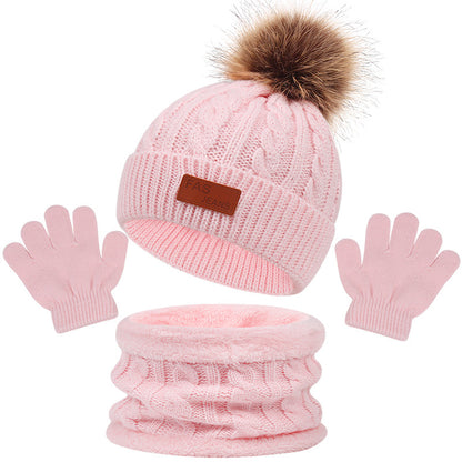 3pc Kids Knitted Thermal Hat, Gloves, & Scarf Set