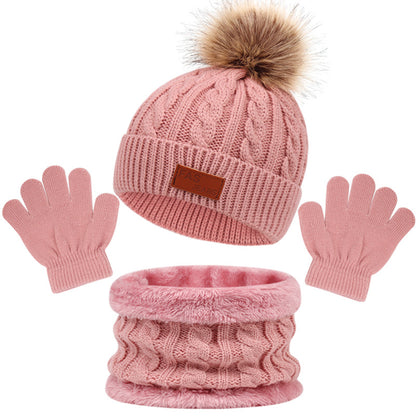 3pc Kids Knitted Thermal Hat, Gloves, & Scarf Set
