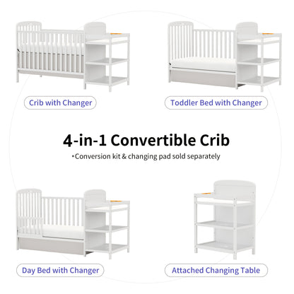 3-in-1 Crib with Adjustable Mattress & Storage (Full Size)