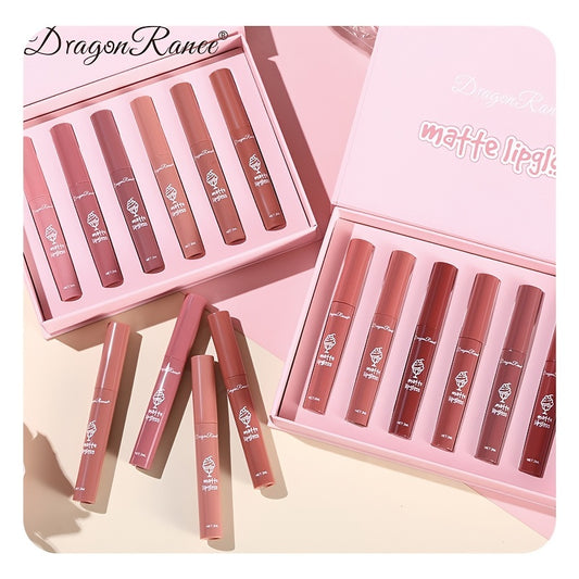 6 Pcs Nude Lip Glaze & Lipstick Set