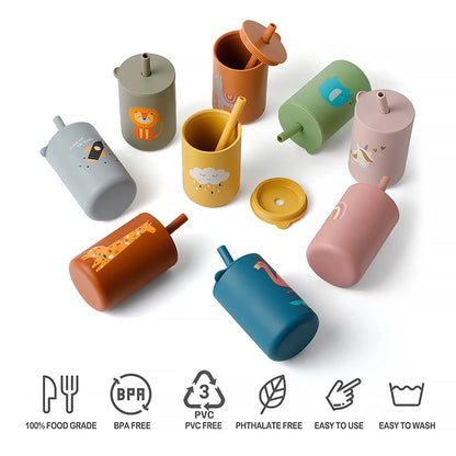 Food Grade Silicone Toddler Straw Sippy Cup