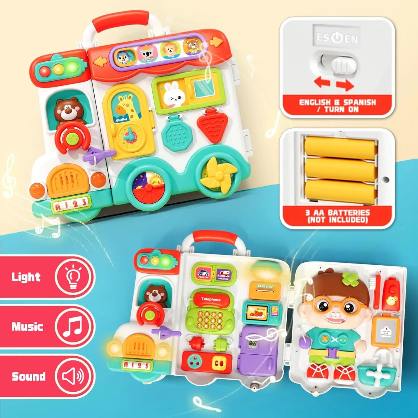 Baby Musical Busy Board Bus Montessori Sensory Toys