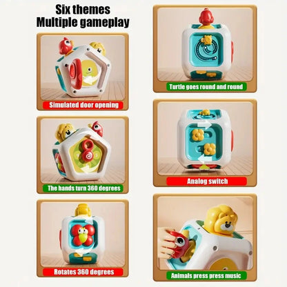 Montessori Busy Board Cube Sensory Activity Toy