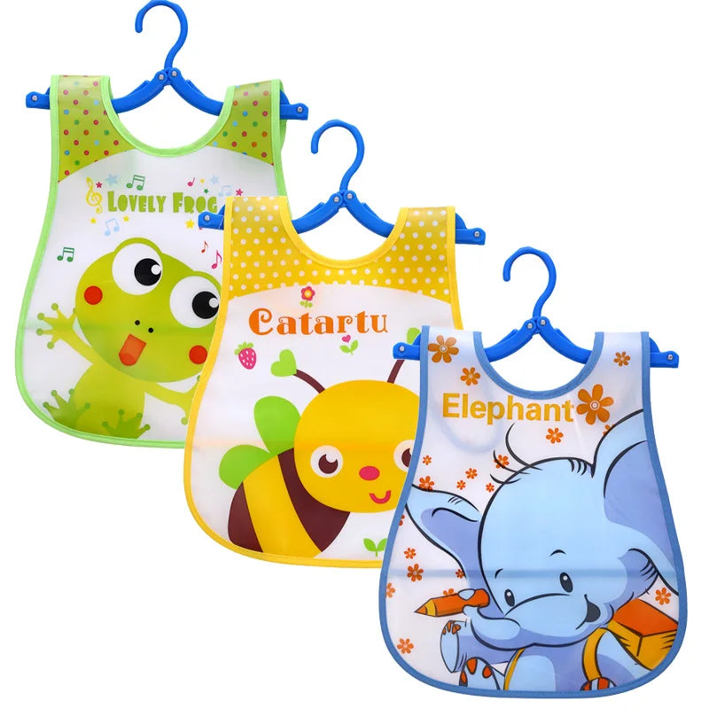 3-Pack Sleeveless Baby Bib Aprons | Waterproof Cartoon Feeding Set