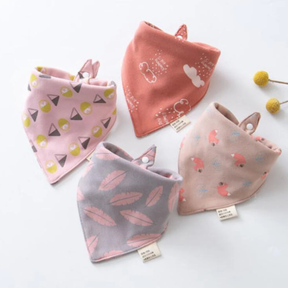 Newborn Triangle Bibs: Cotton Saliva & Burp Cloths (4 Pcs)