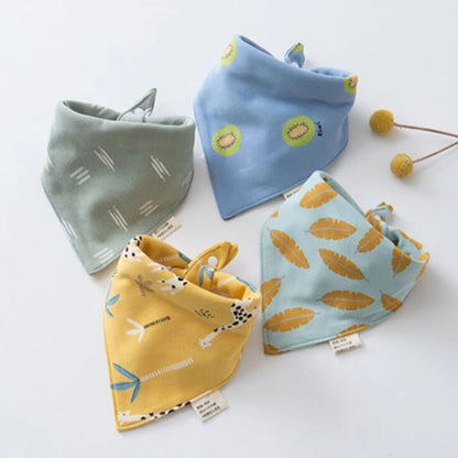 Newborn Triangle Bibs: Cotton Saliva & Burp Cloths (4 Pcs)