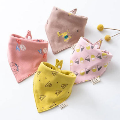 Newborn Triangle Bibs: Cotton Saliva & Burp Cloths (4 Pcs)