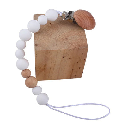Wooden Bead & Silicone Pacifier Clip Chain