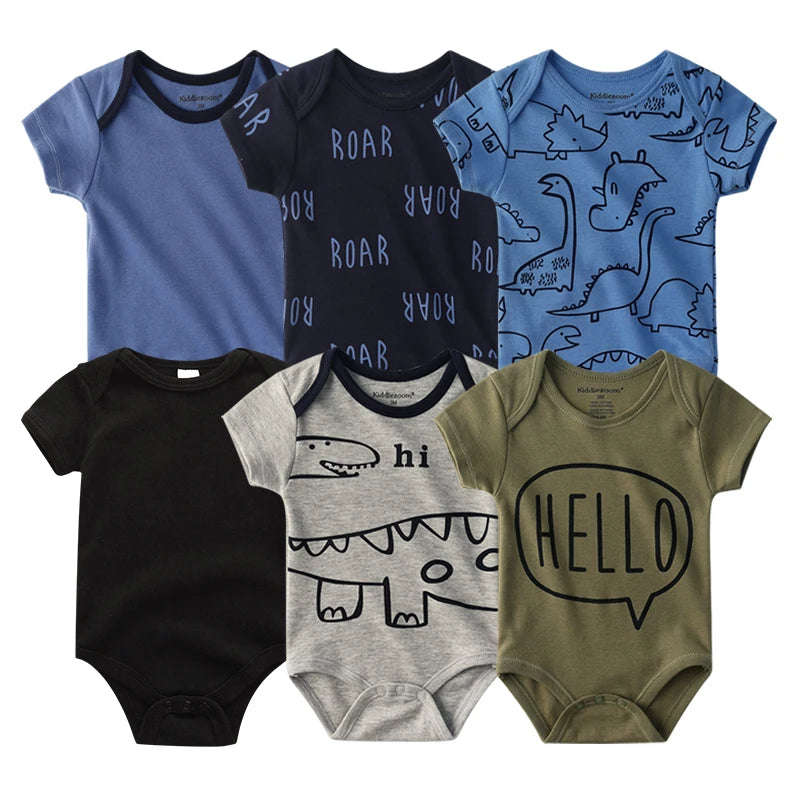 Cute Cartoon & Solid Color Bodysuits for Baby Boys & Girls