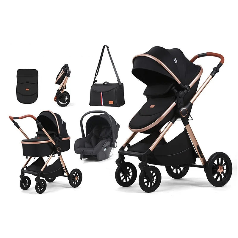 Luxury Carriage 4 in 1 Kinderwagen Foldable Baby Stroller
