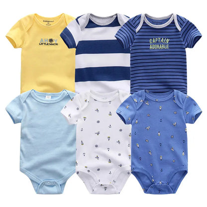 6-Pack Cotton Cartoon Bodysuit & Romper Set for Baby