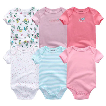 6-Pack Cotton Cartoon Bodysuit & Romper Set for Baby