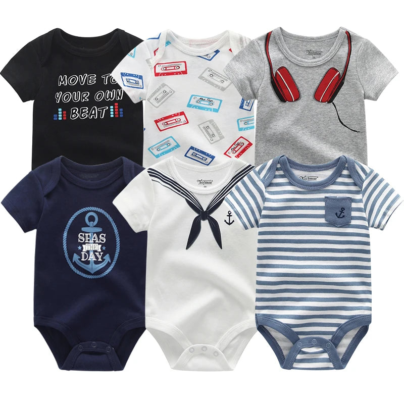 Cute Cartoon & Solid Color Bodysuits for Baby Boys & Girls