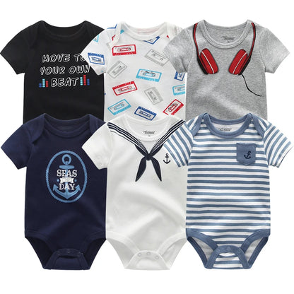 Cute Cartoon & Solid Color Bodysuits for Baby Boys & Girls