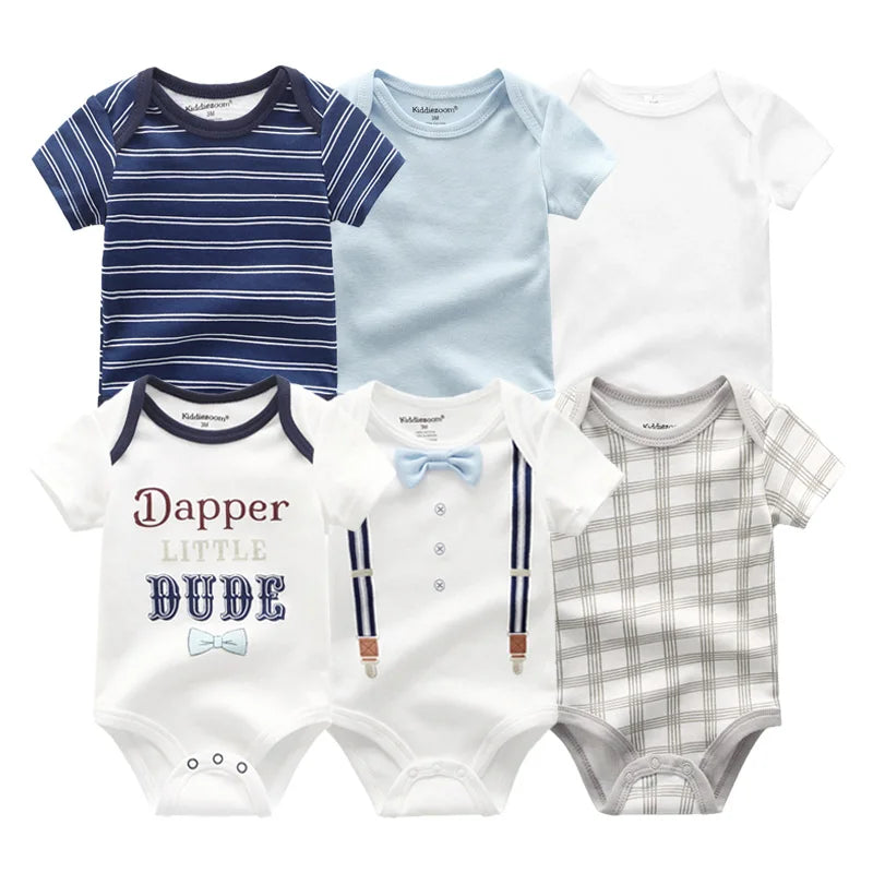 Cute Cartoon & Solid Color Bodysuits for Baby Boys & Girls