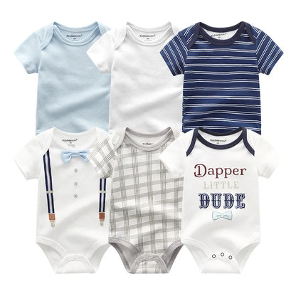 6-Pack Cotton Cartoon Bodysuit & Romper Set for Baby