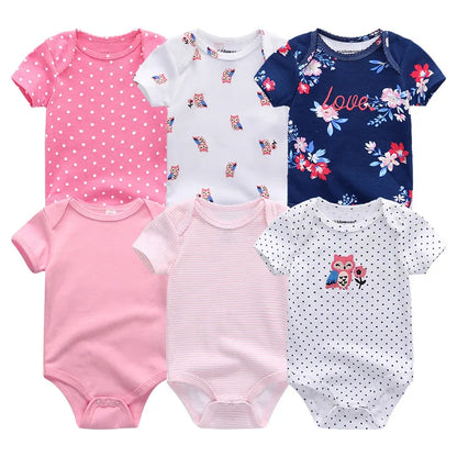 6-Pack Cotton Cartoon Bodysuit & Romper Set for Baby